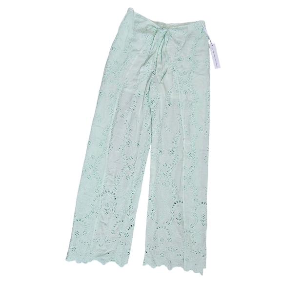 Young Fabulous & Broke Pants - NWT Young Fabulous & Broke Geneva Wide Leg Tie Front Eyelet Pants Mint Green